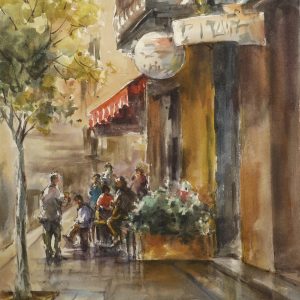 acuarela terraza cafe