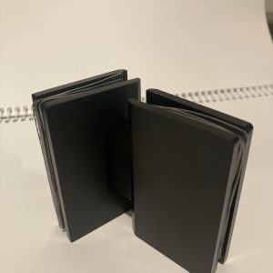 bisagra doble negra para vidrio 6 mm